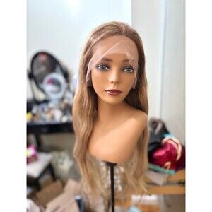 100% Remy Human hair wig 30” Swiss lace front rooted beige blond size medium New